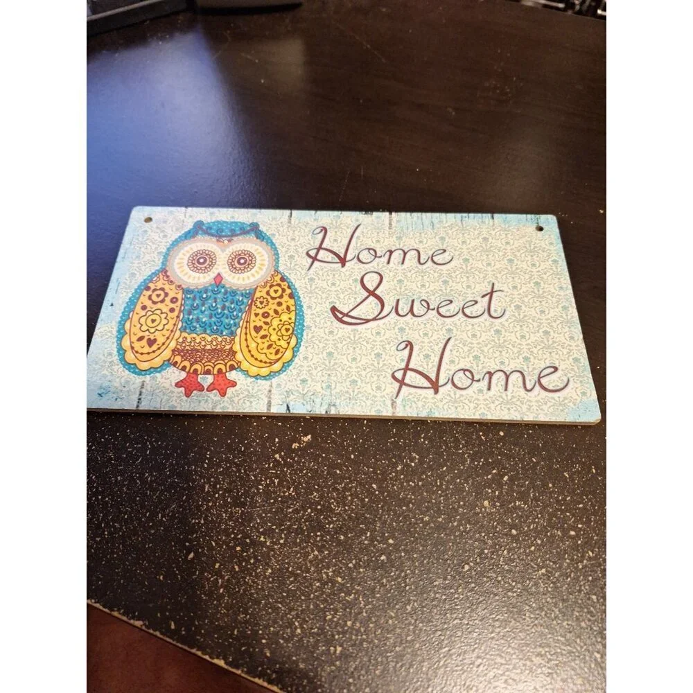 Home Sweet Home Wood Sign w/ Owl 6